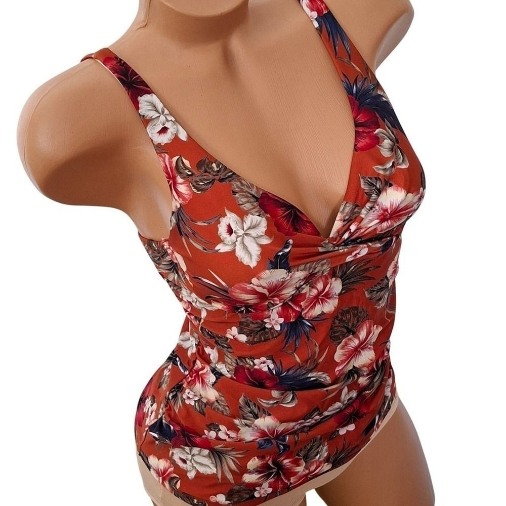 Tahiti Swim Tankini sz S Floral Tropical Swimwear Tank size 4-6 Swimsuit Top - Picture 1 of 11